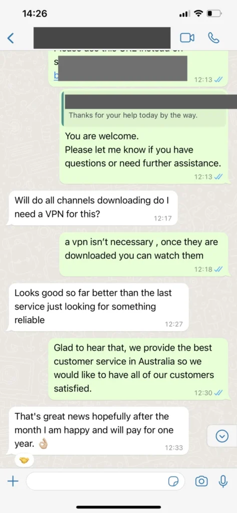 Layerseven TV WhatsApp support screenshot 3